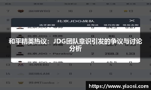 和平精英热议：JDG团队意识引发的争议与讨论分析